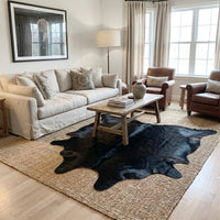 Genuine Black Cowhide Rug Hair-on Hide Western Home Decor Wall Hanging