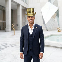 Handmade Gold Leather Steampunk Top Hat – Metallic Festival & Cosplay Headwear