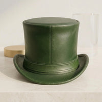 Emerald Green Leather Steampunk Top Hat – Victorian Cosplay & Festival Accessory