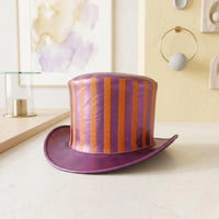 Bold Steampunk Top Hat | Purple & Orange Striped Circus Ringmaster Cosplay Headwear