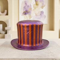 Bold Steampunk Top Hat | Purple & Orange Striped Circus Ringmaster Cosplay Headwear
