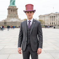 Bold Steampunk Top Hat | Purple & Orange Striped Circus Ringmaster Cosplay Headwear