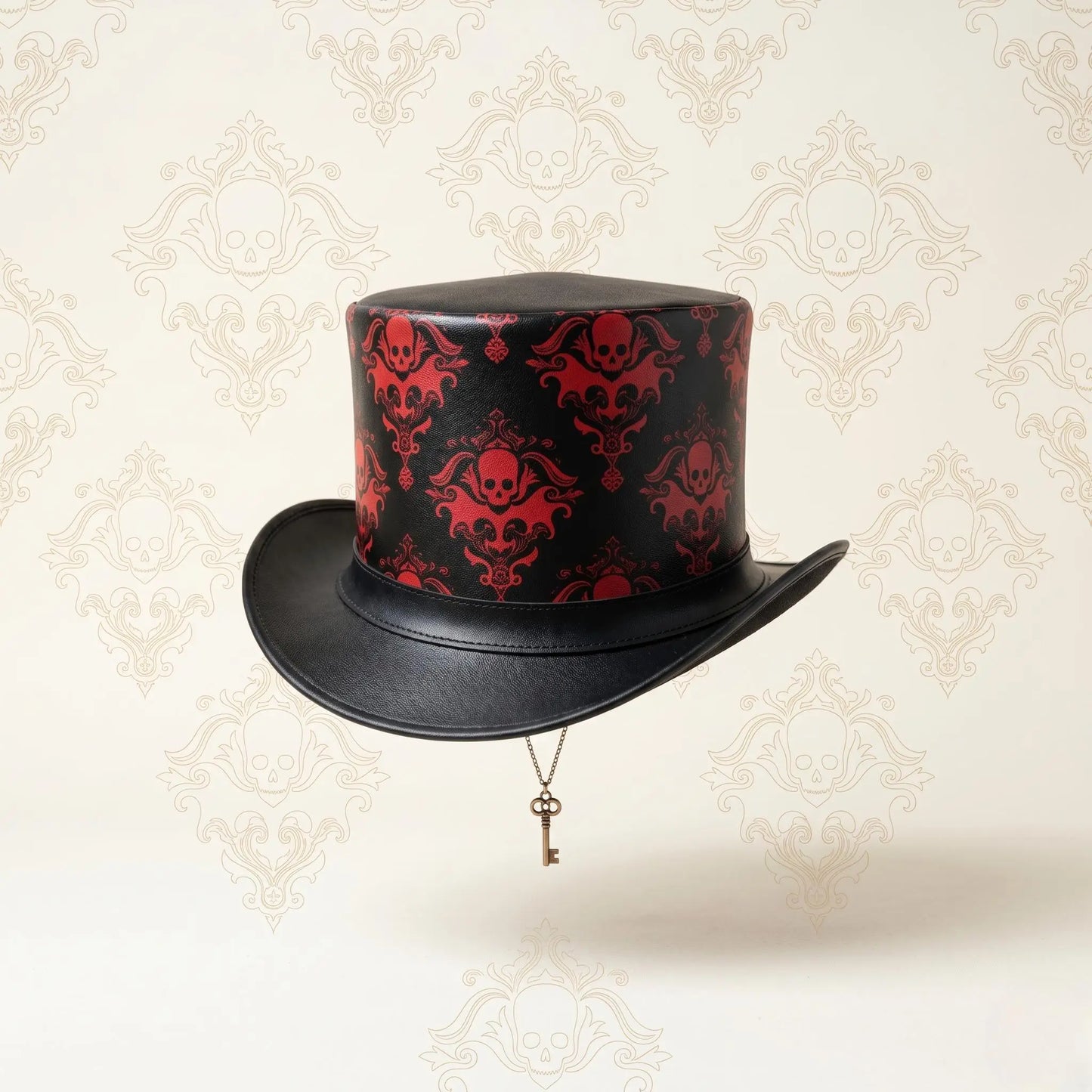 Red Leather Steampunk Top Hat | Gothic, Victorian & Festival Headwear