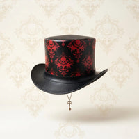 Red Leather Steampunk Top Hat | Gothic, Victorian & Festival Headwear