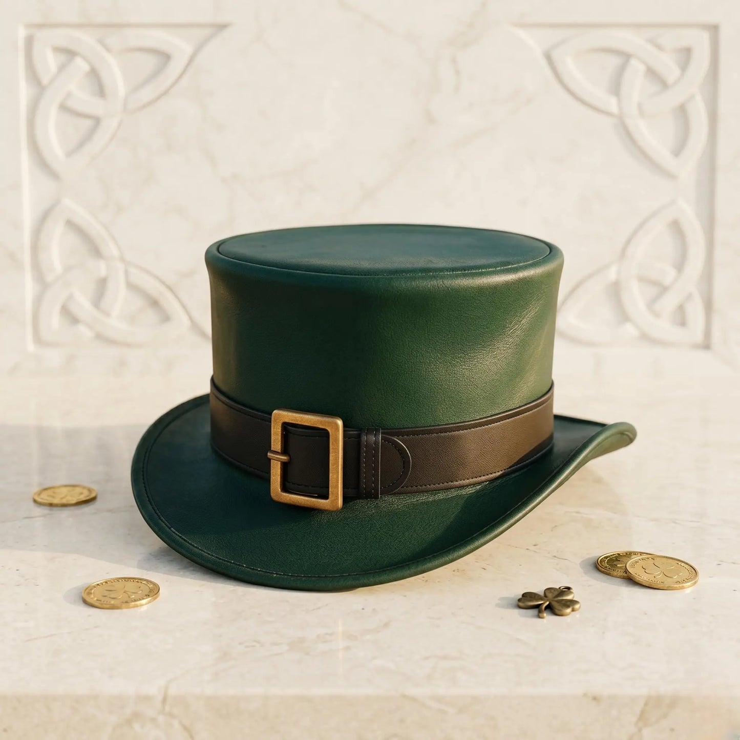 Handmade Green Leather Steampunk Top Hat | Victorian Cosplay & Festival Accessories