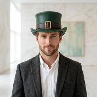 Handmade Green Leather Steampunk Top Hat | Victorian Cosplay & Festival Accessories