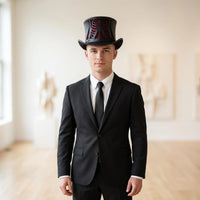 Gothic Skeleton Top Hat with Red Rib Cage Panel – Steampunk & Dark Fantasy Costume Accessory
