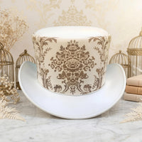 Steampunk Victorian Top Hat – White Damask Cosplay & Formal Event Headwear