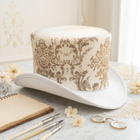 Steampunk Victorian Top Hat – White Damask Cosplay & Formal Event Headwear