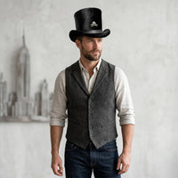 Black Fur Gothic Top Hat with Skull Emblem | Steampunk Victorian Statement Hat
