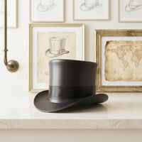 Handmade Black Leather Top Hat – Steampunk & Gothic Victorian Style