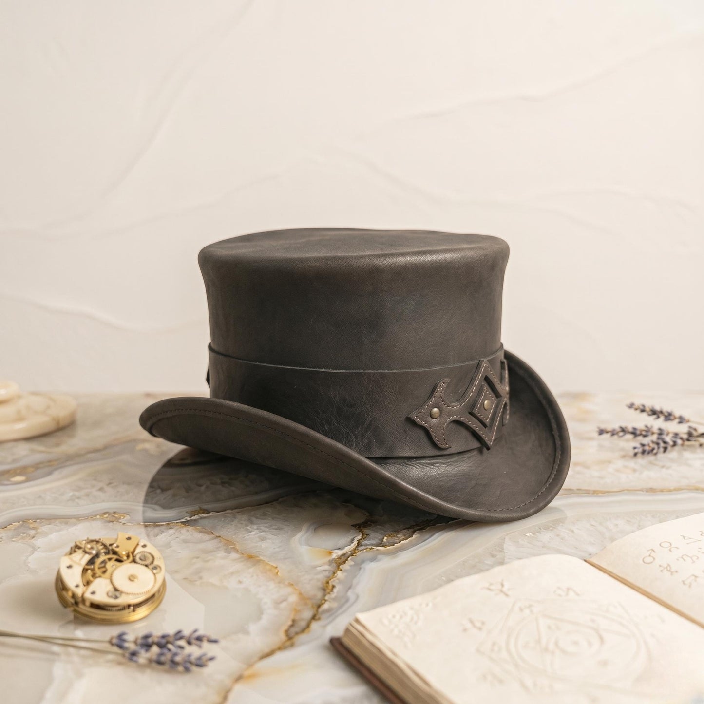 Handcrafted Leather Steampunk Top Hat | Victorian Gothic Cosplay Accessory