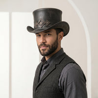 Handcrafted Leather Steampunk Top Hat | Victorian Gothic Cosplay Accessory