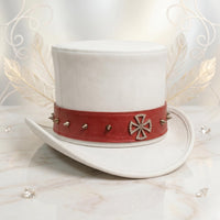 Handcrafted White Leather Steampunk Top Hat | Gothic & Cosplay Statement Headwear
