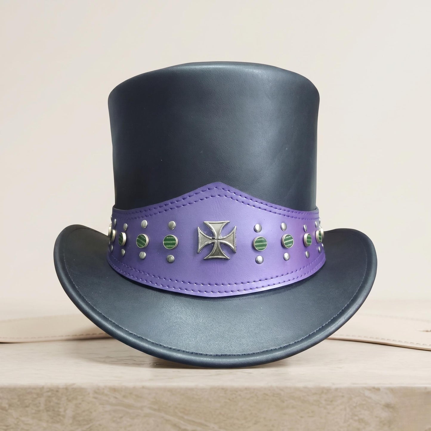 Step Into the Shadows Handcrafted Leather Steampunk Top Hat