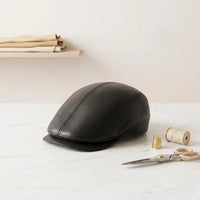 Men's Black Genuine Leather Flat Cap – Classic Ivy Vintage Driving Hat