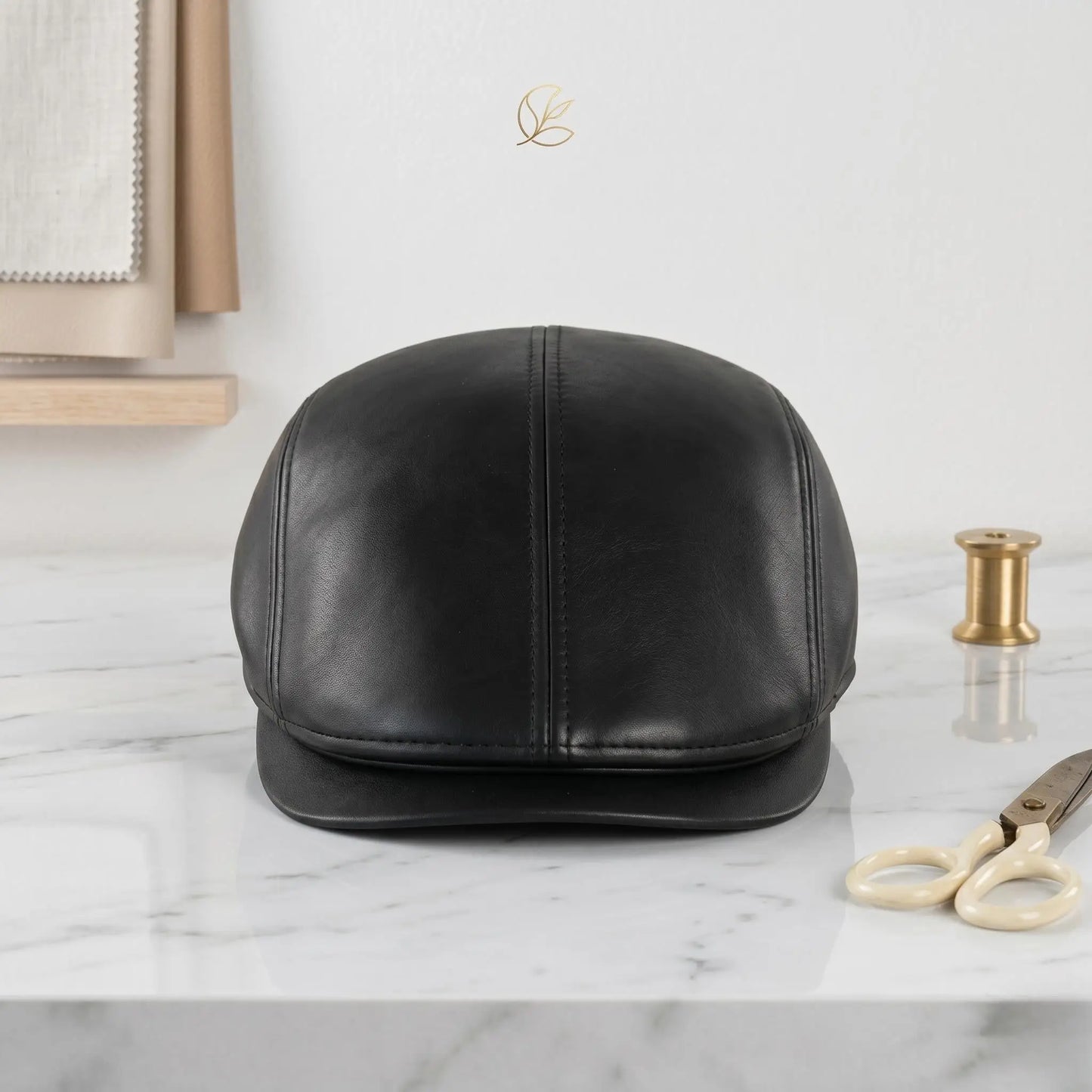 Men's Black Genuine Leather Flat Cap – Classic Ivy Vintage Driving Hat