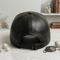 Black Leather Baseball Cap – Minimalist Streetwear Dad Hat