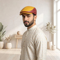 Leather Flat Cap – Two-Tone Color Classic Ivy & Newsboy Style Hat