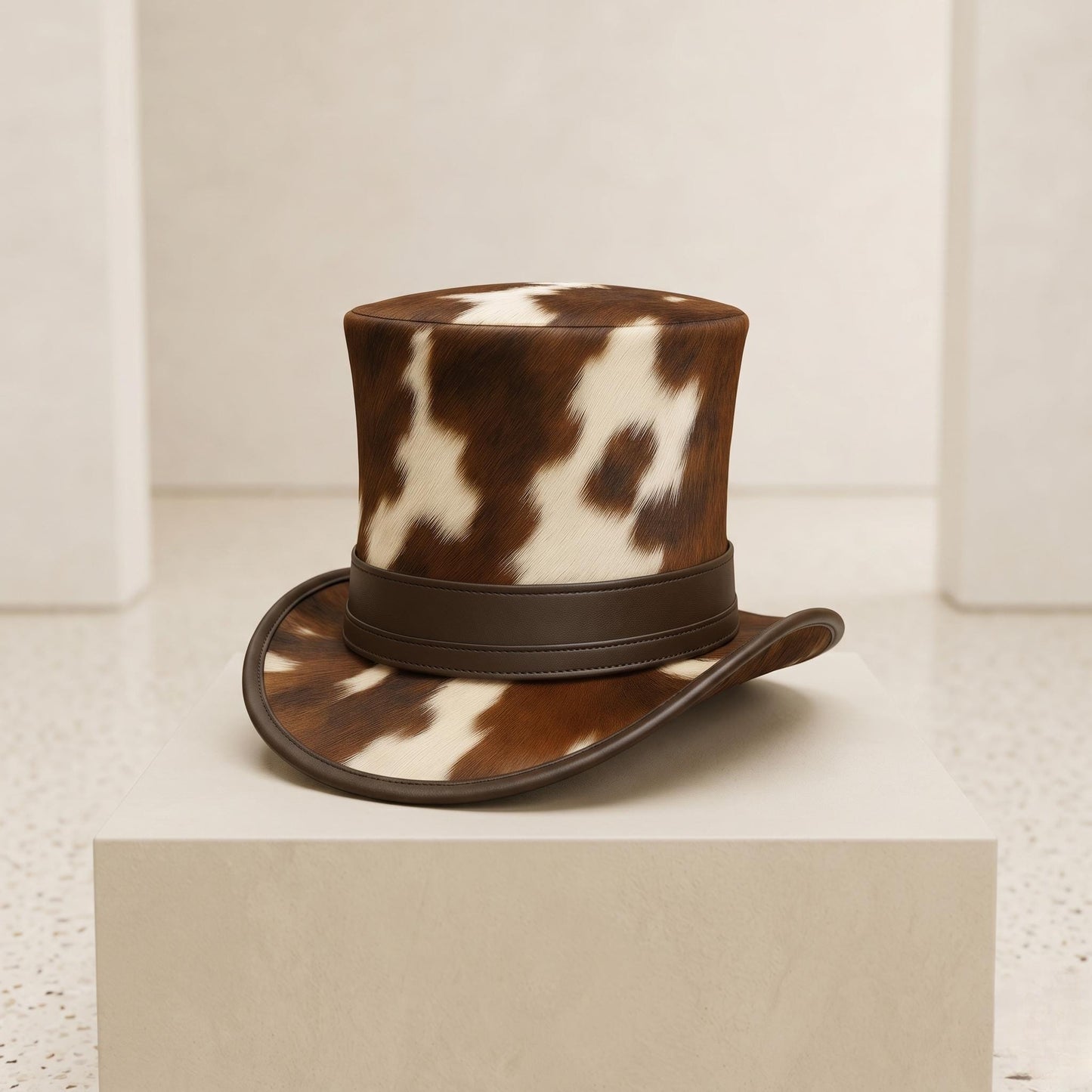 The Frontier Cowhide Leather Top Hat | Genuine Hair-on Hide