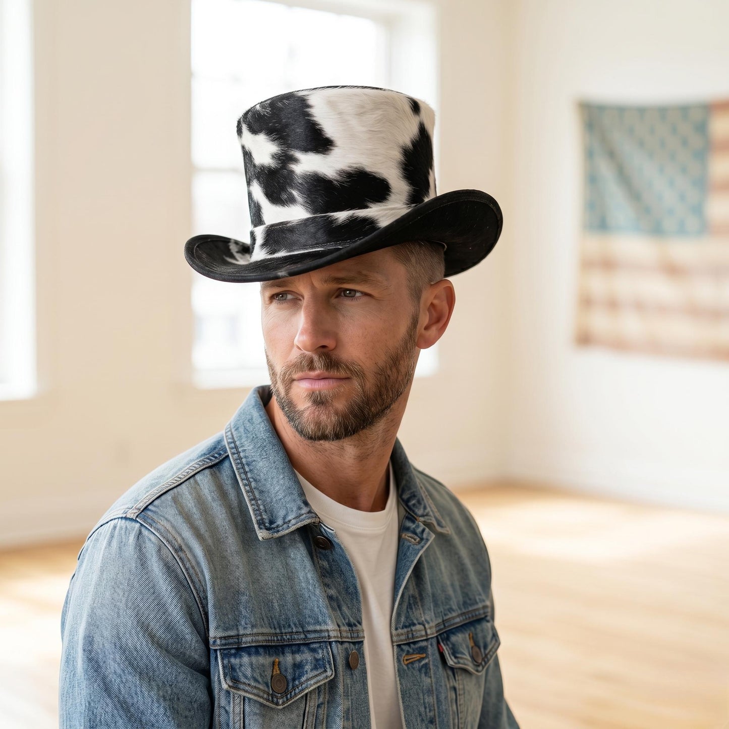 Genuin Cowhide Leather Top Hat – Western Festival & Steampunk Cosplay Hat