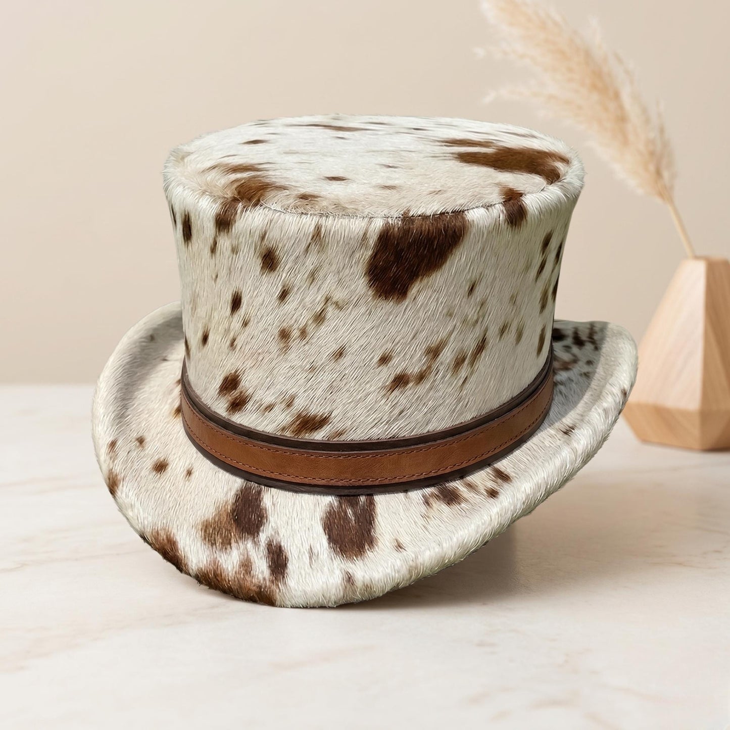 Stand Out in Style: Genuine Cowhide Leather Top Hat