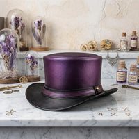 Unleash Your Alternative Style Handmade Purple Leather Steampunk Top Hat