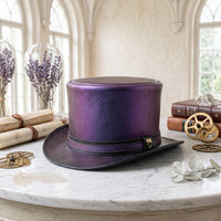 Unleash Your Alternative Style Handmade Purple Leather Steampunk Top Hat