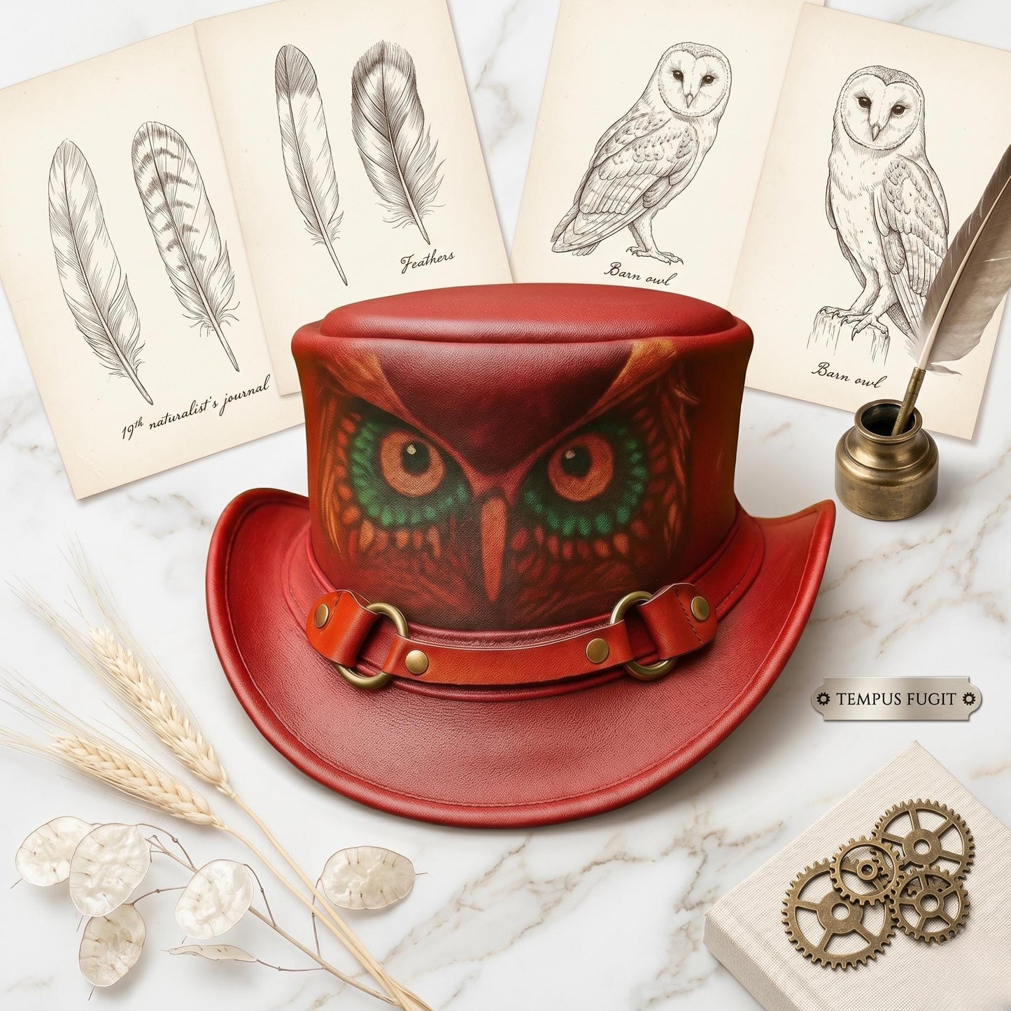 Stand Out in Style: Handmade Owl Leather Top Hat