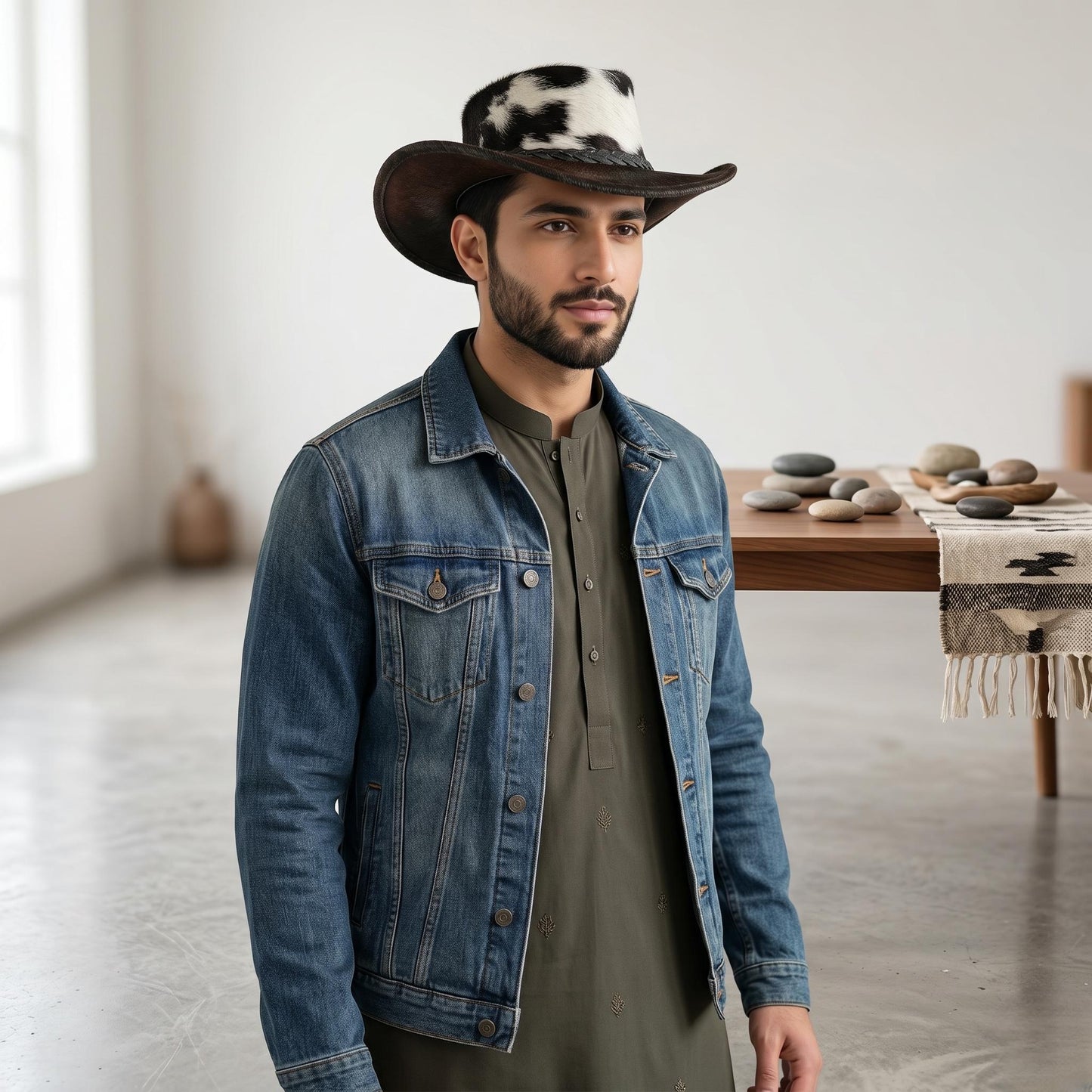 Stand Out in Style with the Genuine Cowhide Leather Cowboy Hat