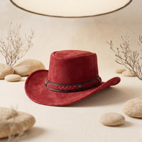 Red Suede Steampunk Cowboy Hat – Bold Alternative Fashion Headwear