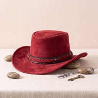 Red Suede Steampunk Cowboy Hat – Bold Alternative Fashion Headwear