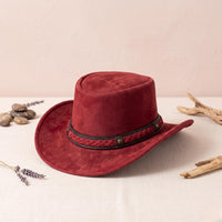 Red Suede Steampunk Cowboy Hat – Bold Alternative Fashion Headwear