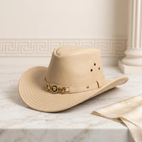 Beige Leather Cowboy Hat – Authentic Western Luxury
