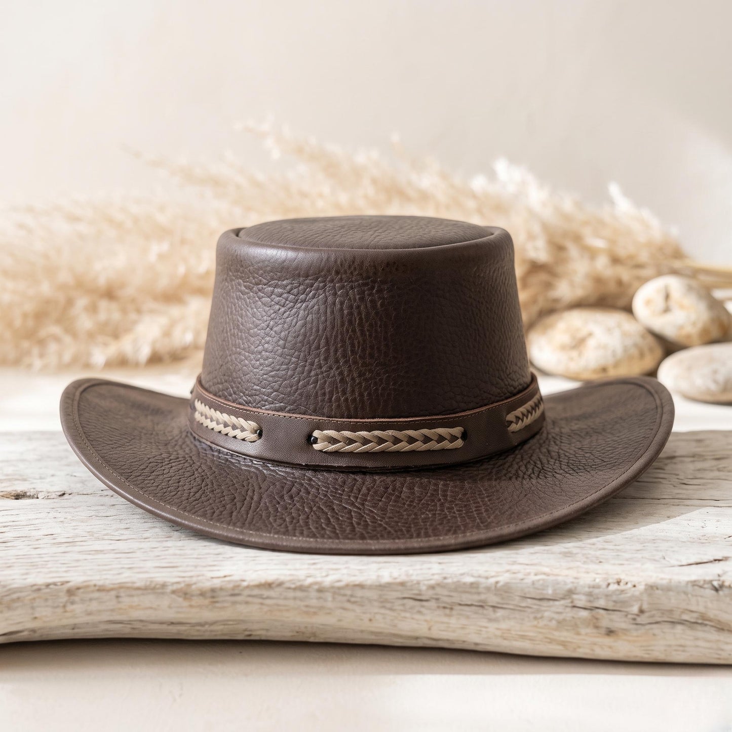 Brown Leather Cowboy Hat – Vintage Western Ranch Style