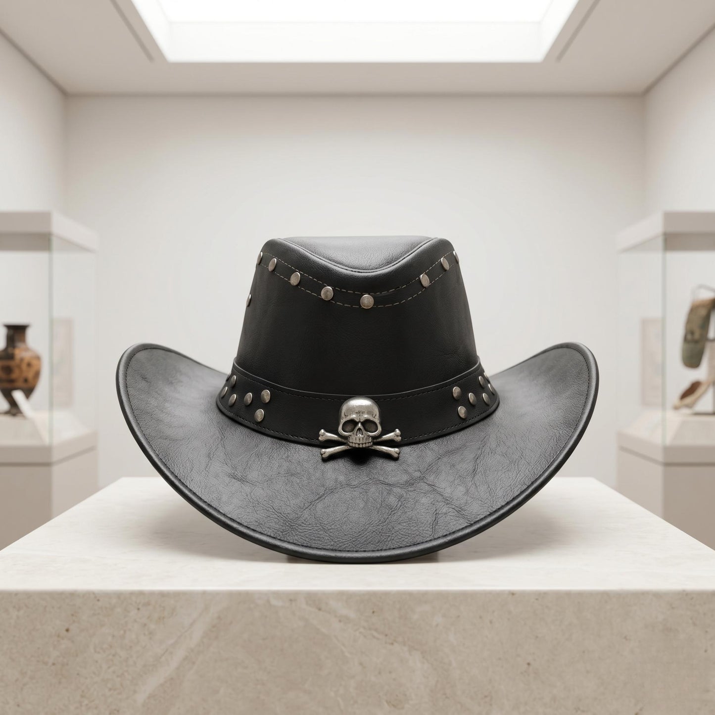 Stand Out with the Ultimate Skull Leather Cowboy Hat