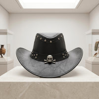 Stand Out with the Ultimate Skull Leather Cowboy Hat