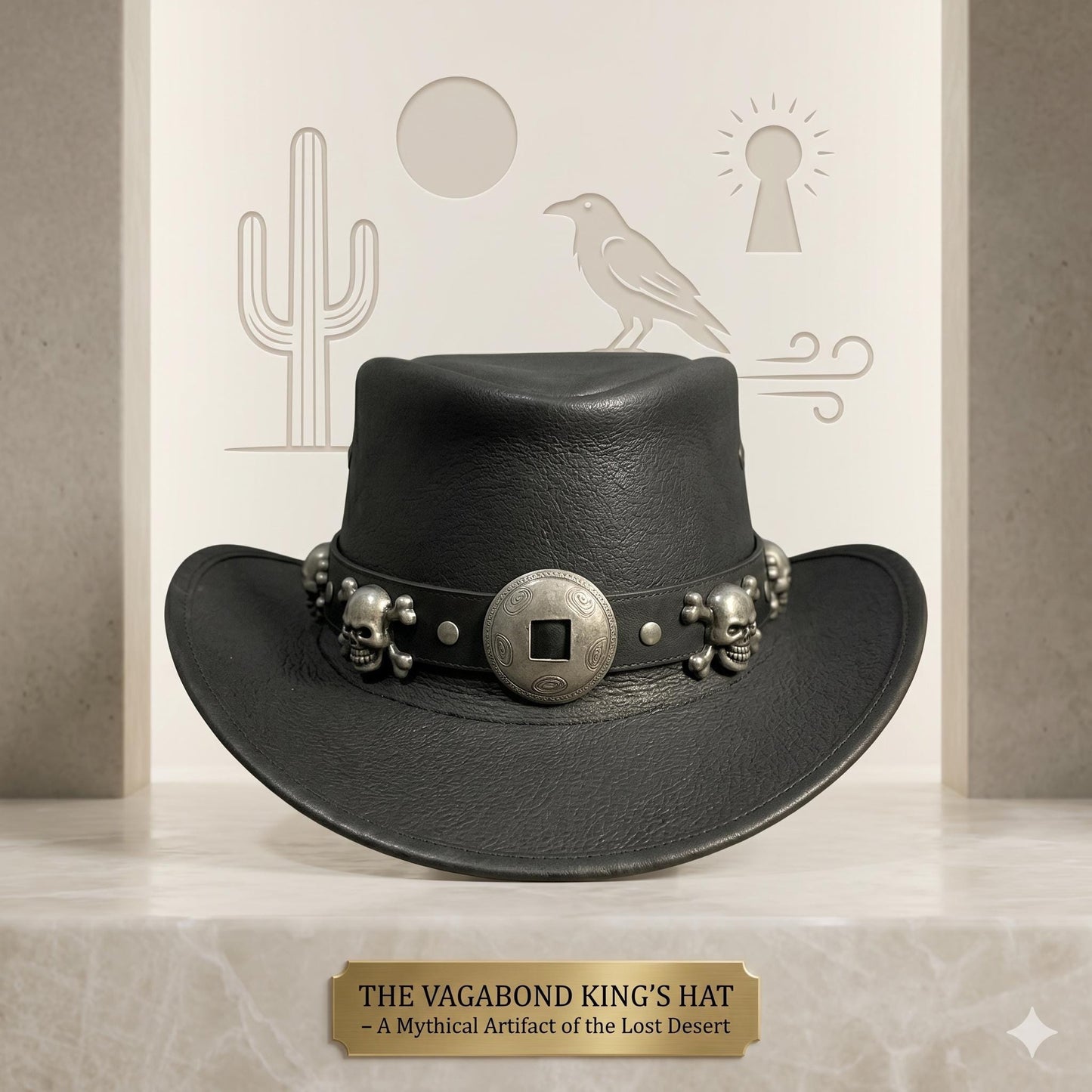 Ultimate Gothic Skull Black Leather Cowboy Hat – Edgy Steampunk Festival Headwear