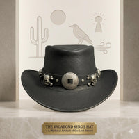 Ultimate Gothic Skull Black Leather Cowboy Hat – Edgy Steampunk Festival Headwear