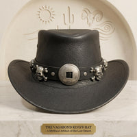 Ultimate Gothic Skull Black Leather Cowboy Hat – Edgy Steampunk Festival Headwear