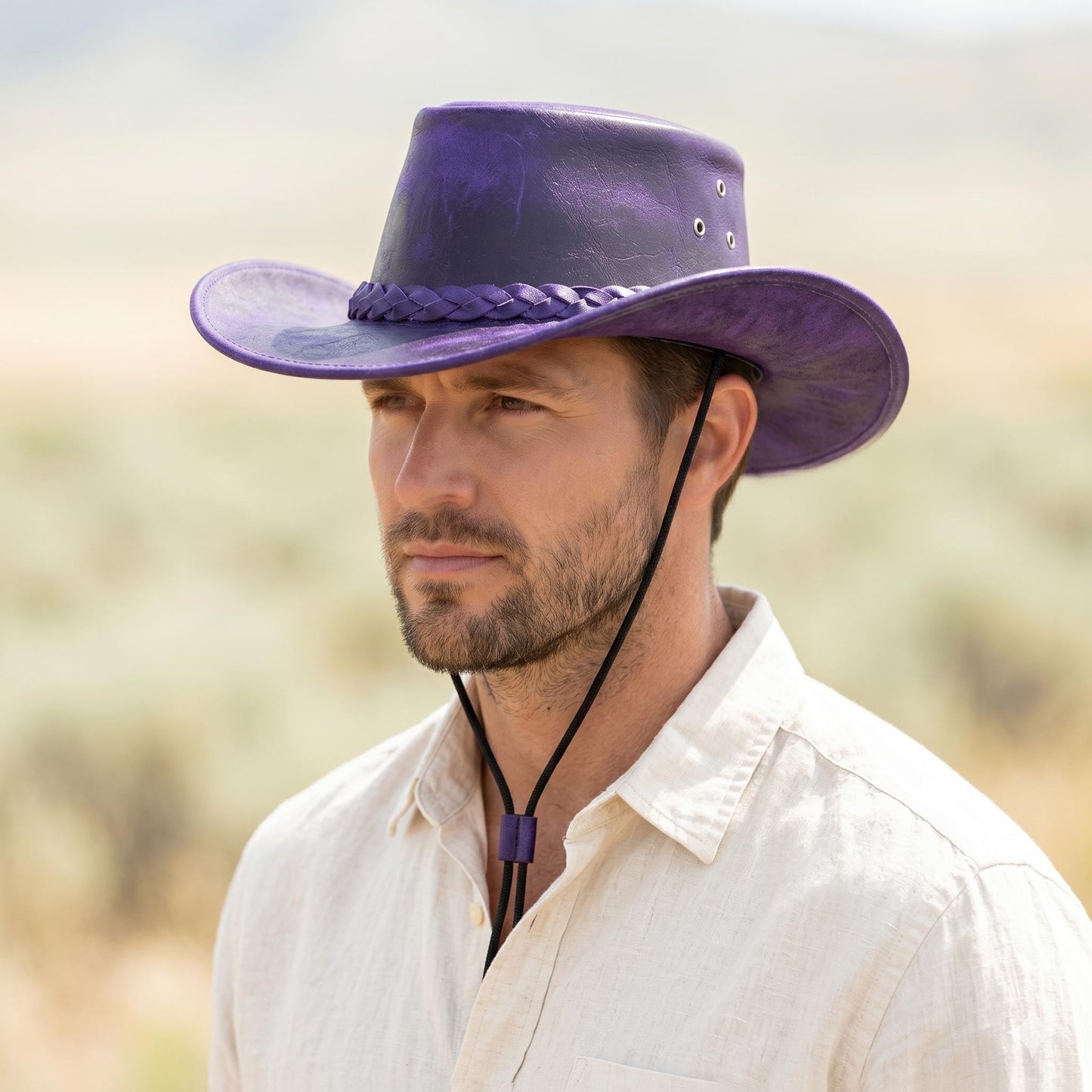 Standout Style Handcrafted Purple Leather Cowboy Hat