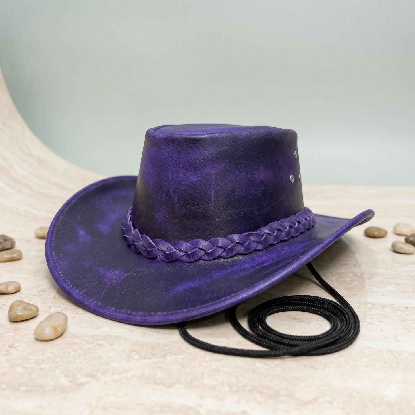 Standout Style Handcrafted Purple Leather Cowboy Hat