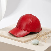 Red Leather Baseball Cap – Sleek Minimalist Dad Hat