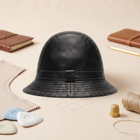 Black Leather Bucket Hat – Genuine Leather Streetwear Cap