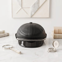 Black Leather Newsboy Cap – Edgy Biker & Streetwear Style