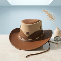 Upgrade Your Western Style: Handmade Brown Leather Cowboy Hat with Classic Concho Band