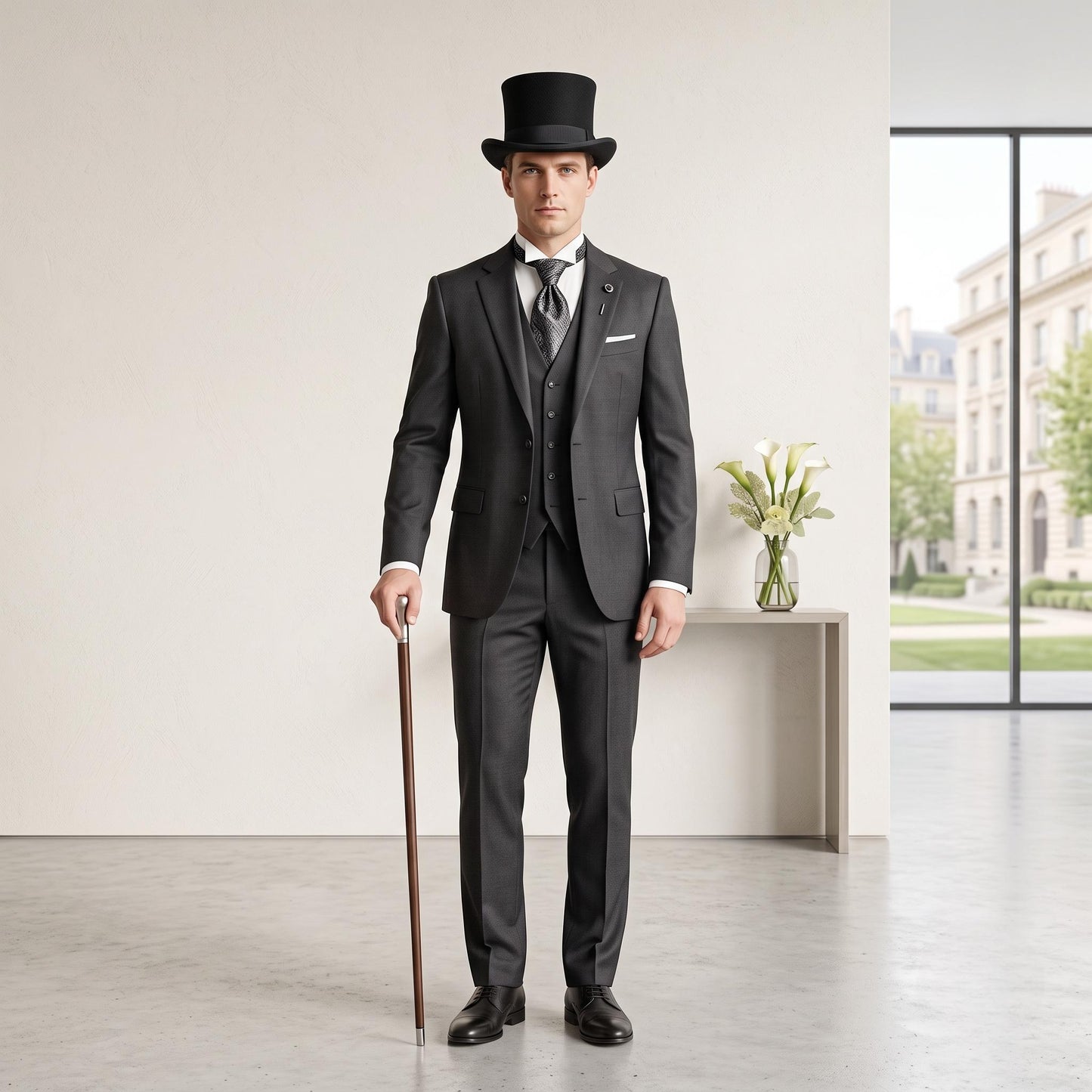 Black Wool Felt Top Hat – Victorian Formal Style Headwear