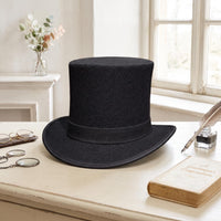 Black Wool Felt Top Hat – Victorian Formal Style Headwear