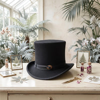 Black Wool Felt Top Hat – Victorian Formal Style Headwear