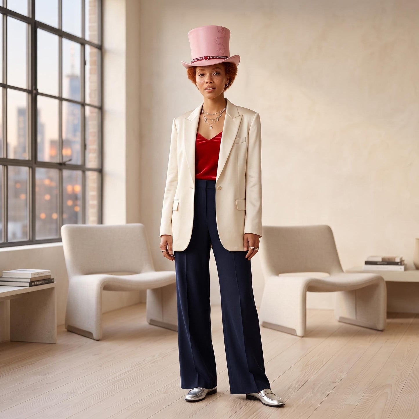 Command Attention: Handmade Pink Leather Top Hat